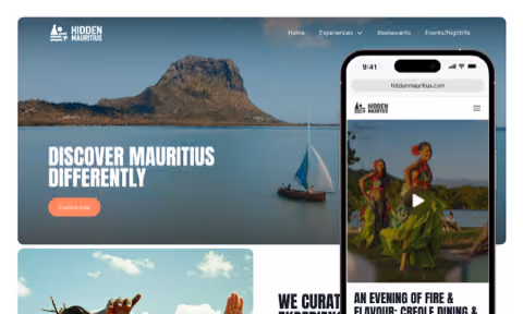 Hidden Mauritius tourism platform featuring UI/UX design showcasing local Mauritian culture and destinations