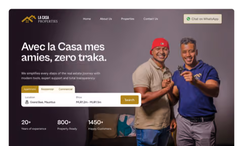 La Casa Properties real estate platform featuring custom property management system and modern UI/UX design